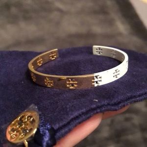 Tory Burch Pierced T Logo Bracelet